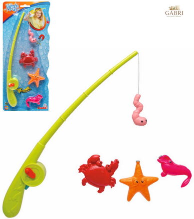 SIMBA Chytání rybiček set magnetický prut 36cm + 3 zvířátka plast na kartě