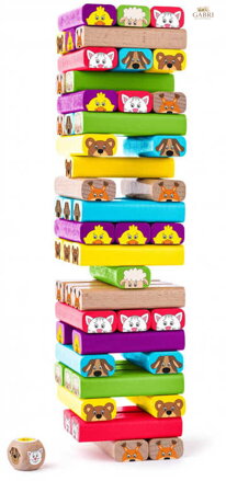 WOODY DŘEVO Hra věž Sammy se zvířátky Jenga *DŘEVĚNÉ HRAČKY*