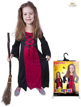 KARNEVAL Šaty Čarodějnice bordó vel. M (116-128 cm) 6-8 let *KOSTÝM*