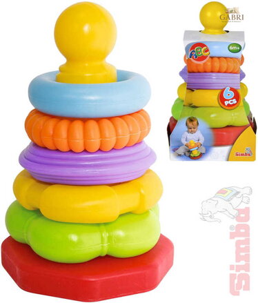 SIMBA Baby pyramida navlékací věžička 20cm s kroužky plast pro miminko
