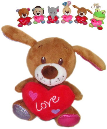 PLYŠ Zvířátko veselé se srdíčkem Love 14cm 6 druhů *PLYŠOVÉ HRAČKY*