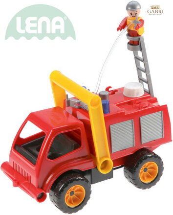 LENA Auto hasičské plastové 29cm aktivní hasiči stříkací vodu set s panáčkem 415
