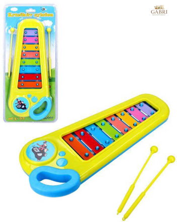 KRTEK (Krteček) Xylofon dětský barevný 34cm se 2 paličkami *HUDEBNÍ NÁSTROJE*