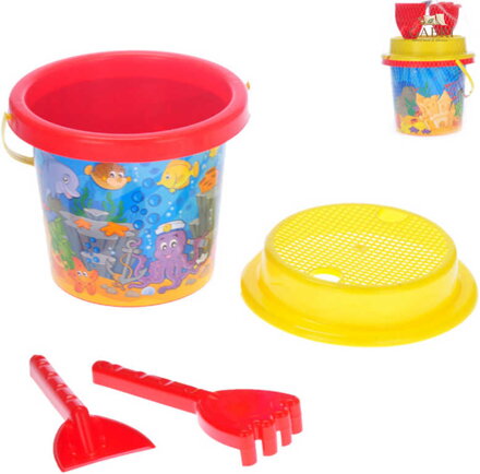 Mořský svět baby pískový set 4ks kyblík 16cm se sítkem a doplňky