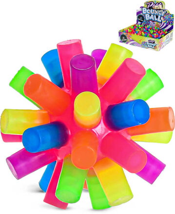 Hopík barevný míček 8cm ježek s výstupky na baterie Světlo