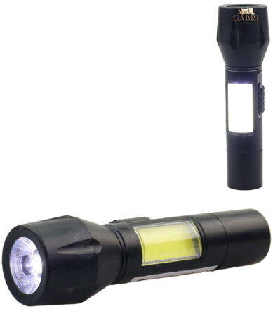 Baterka mini černá pracovní svítilna na dobíjecí baterii USB 2v1 Světlo