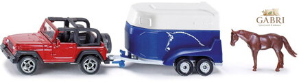 SIKU Blister Auto terénní vůz set s přívěsem a koněm kovový model 1651