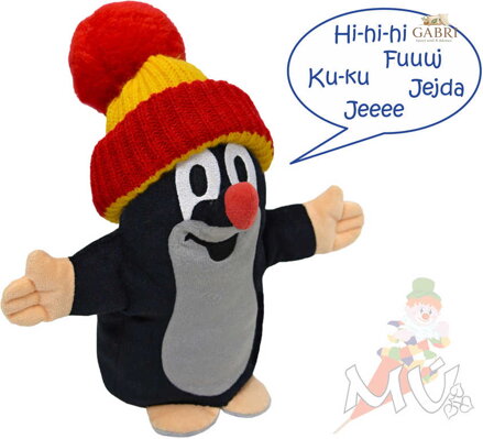 MORAVSKÁ ÚSTŘEDNA Krtek (krteček) Maňásek mluvící 25cm červený kulich Zvuk