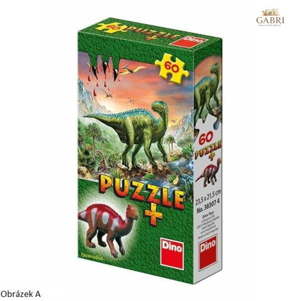 DINO Puzzle 60 dílků Dinosauři 6 druhů + figurka dinosaura