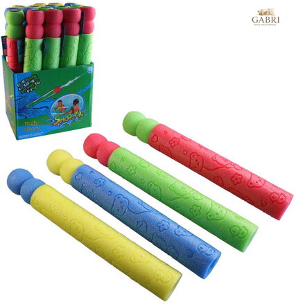 Pistole vodní dělo 44cm pěnová soft trubice na vodu 4 barvy
