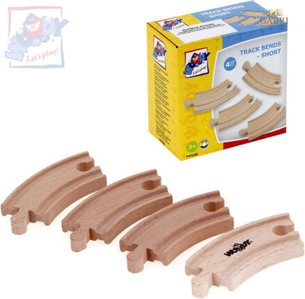 WOODY DŘEVO Kolej zatáčka krátká set 4ks příslušenství k vláčkodráze