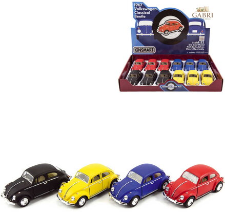 KINSMART Auto hippies model VW Classical Beetle kov 13cm zpětný nátah 4 barvy