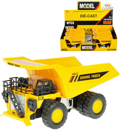 Auto nákladní kovové 16cm žlutá sklápěčka 1:50 na baterie světlo zvuk