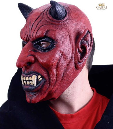 KARNEVAL Maska celoobličejová čert s ušima latex KARNEVALOVÝ DOPLNĚK
