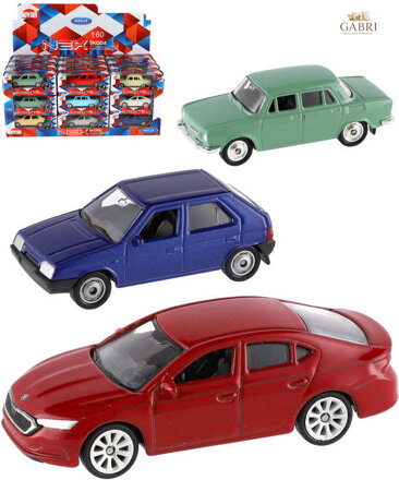 WELLY Auto model Škoda 7cm volný chod 1:60 různé druhy v krabičce