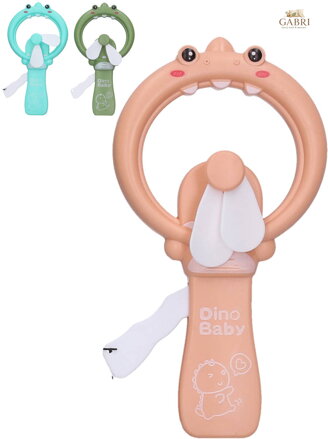 Větráček do ruky dino manuální dětský větrák zvířátko 3 barvy