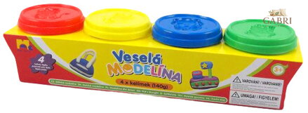Veselá modelína barevná sada 4 kelímky 140g modelovací hmota