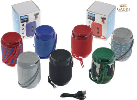 Bezdrátový bluetooth reproduktor soudek 5W / Hands-free / USB / FM rádio na baterie
