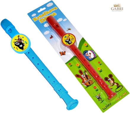 KRTEK (Krteček) Flétna dětská 33cm 2 barvy plast na kartě