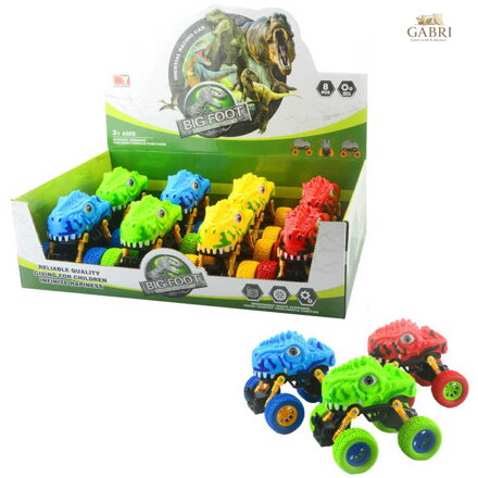 Auto off-road terénní Dino s očima velká kola na setrvačník 4 barvy plast