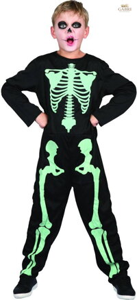 KARNEVAL Šaty Kostra svítí ve tmě vel.S (110-120cm) 4-6 let *KOSTÝM*