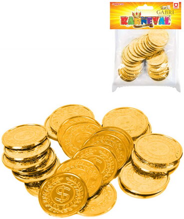 KARNEVAL Zlaté mince zlaťáky set 24ks v sáčku *KARNEVALOVÝ DOPLNĚK*