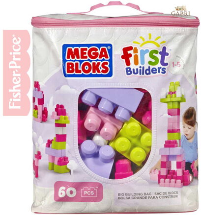 FISHER PRICE MEGA BLOKS Stavebnice 60 dílků v plastové tašce pro holky