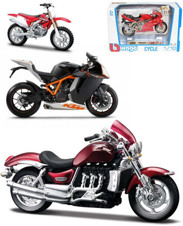 BBURAGO Motorka 12cm kovový model 1:18 různé druhy v krabici