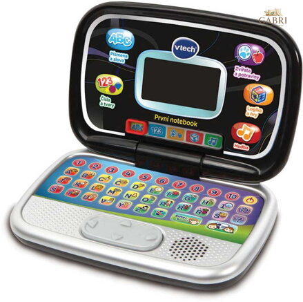 VTECH První notebook dětský zábavný počítač s aktivitami na baterie černý CZ Zvuk