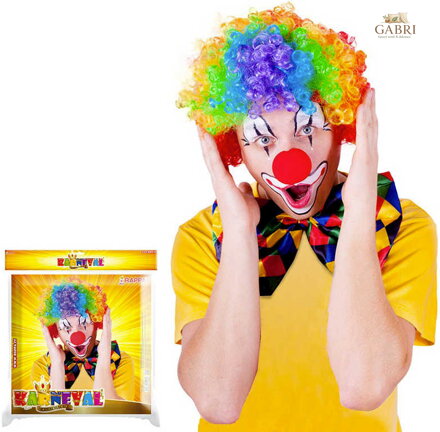 KARNEVAL Paruka klaun barevná duhová pro dospělé KARNEVALOVÝ DOPLNĚK