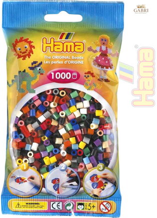HAMA Korálky dětské zažehlovací barevné set 1000ks v sáčku midi plast