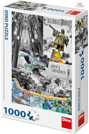 DINO Puzzle1000 dílků Barcelona Španělsko foto koláž 47x66cm skládačka