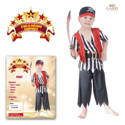 KARNEVAL Šaty PIRÁT vel. XS (92-104 cm) 3-4 let KOSTÝM