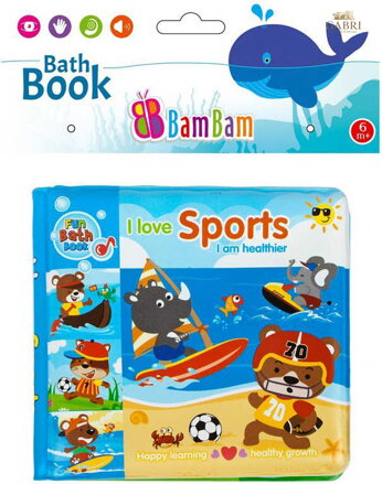 BAM BAM Baby knížka sport zvířátka pískací do vany na koupání pro miminko