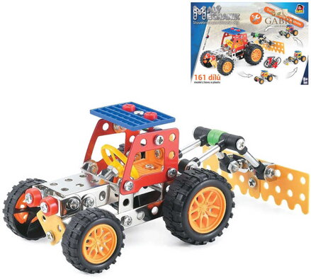 MALÝ MECHANIK Traktor 161 dílků 4v1 druhy kovová STAVEBNICE typu Merkur