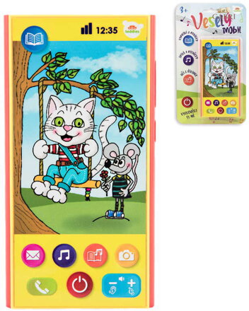 Telefon mobil veselý naučný mluví česky písničky a říkanky na baterie Zvuk CZ