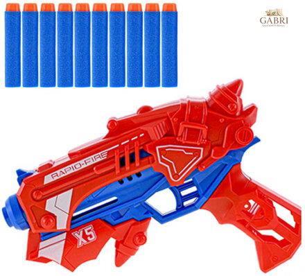 Pistole na natažení 23cm set se soft pěnovými náboji 10ks a terčem plast