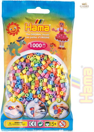 HAMA Korálky dětské zažehlovací pastelové set 1000ks v sáčku midi plast