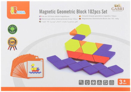 VIGA DŘEVO Tangramy magnetické tvary 102 dílků puzzle skládačka