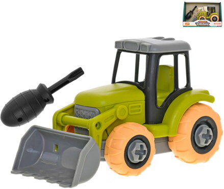 Traktor montážní šroubovací set s nástrojem volný chod plast v krabici
