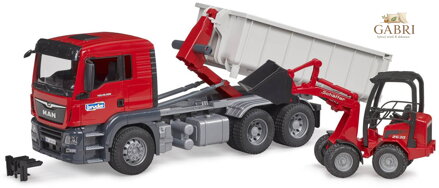 BRUDER 03767 Auto MAN TGS LKW s kontejnerem + nakladač Schäffer model 1:16