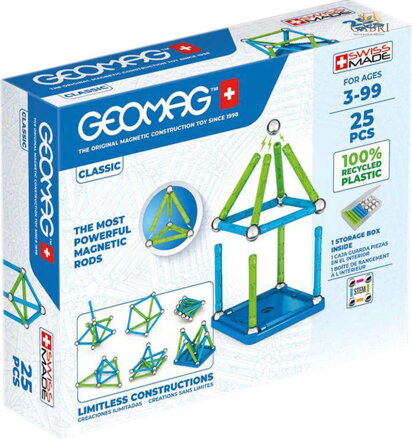 GEOMAG Classic modrá 25 dílků Eko magnetická STAVEBNICE