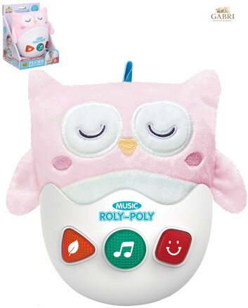 PLYŠ Roly-poly baby sova kývací pro miminko na baterie Světlo Zvuk