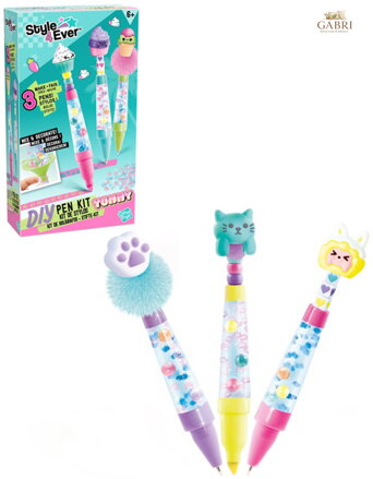 Style4Ever DIY Stylové pero s ozdobami set 2 pera + zvýrazňovač 2 druhy
