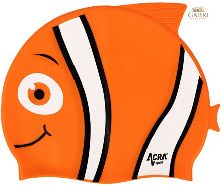 ACRA Čepice koupací dětská silikonová do vody oranžová Nemo
