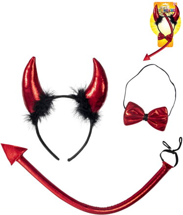 KARNEVAL Čertovská sada rohy + ocas + motýlek *KARNEVALOVÝ DOPLNĚK*