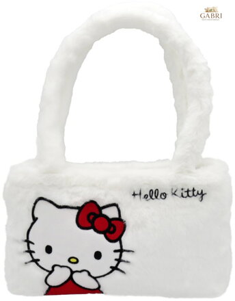EP Line Taška bílá kočička Hello Kitty plyšová malá 26x17cm na zip