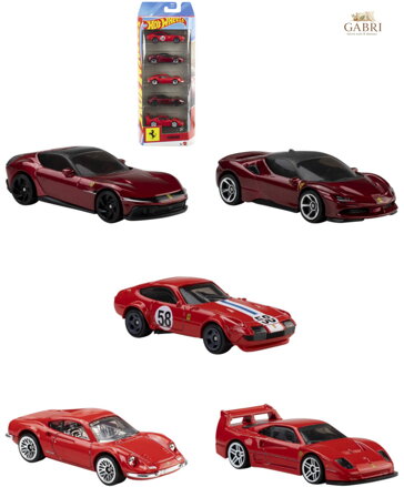 MATTEL HOT WHEELS Auto Ferrari kovový angličák set 5ks