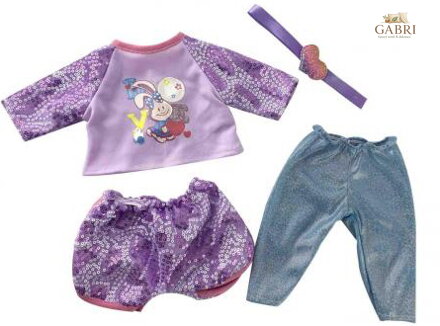 MAC TOYS Šaty pro panenku 40-43cm zajíček set s plínou a dudlíkem Fialová