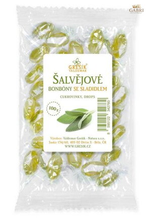 Šalvějové bonbóny se sladidlem 100 g GREŠÍK
